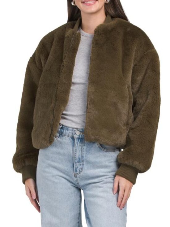Hunter & Brown Jackets & Blazers - HUNTER & BROWN Faux Fur Bomber Jacket